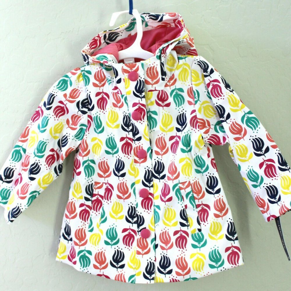 Cherokee Floral Print Hooded Snap Closure Raincoat Size 12 Months